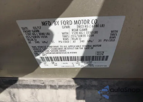 2017 Ford Explorer Xlt from USA, damaged, VIN 1FM5K8D85HGC61590